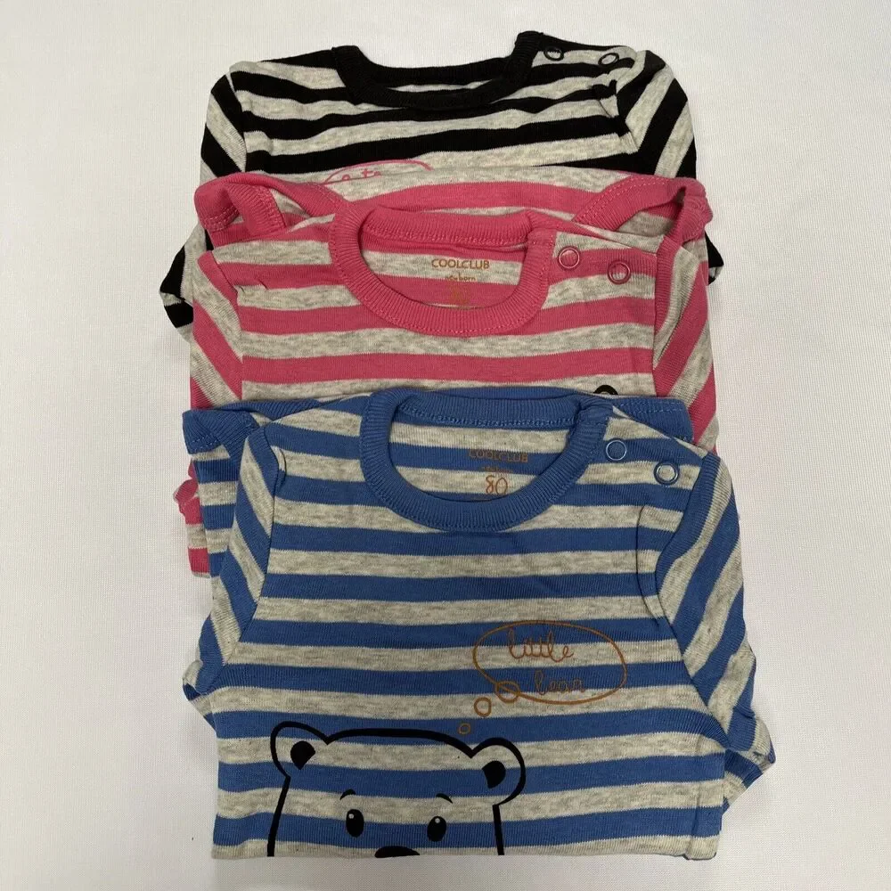 Coolclub Baby Striped Bodysuit Set Of 3 Infant Baby Long Sleeve 12-24M Size 80